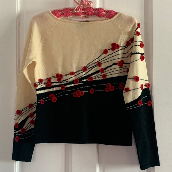 Jon Beaded & Appliqué Wool Sweater M - Picture 1 of 7